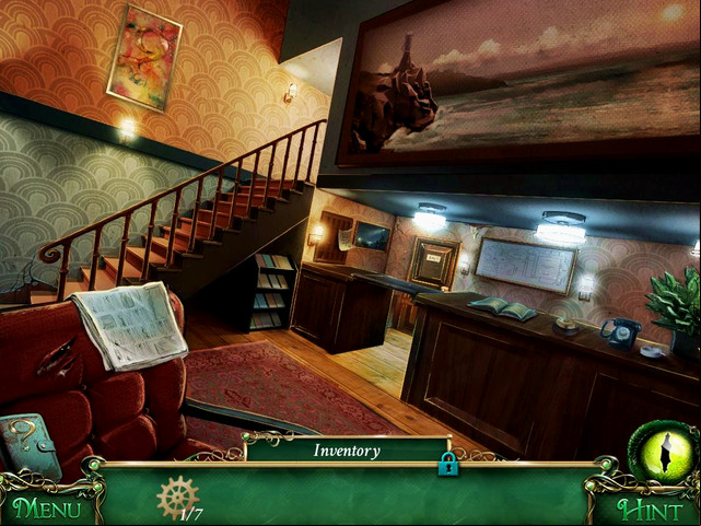 Reception: painting next to the stairs - Clues - Collectibles and puzzles - 9 Clues: The Secret of Serpent Creek - Game Guide and Walkthrough