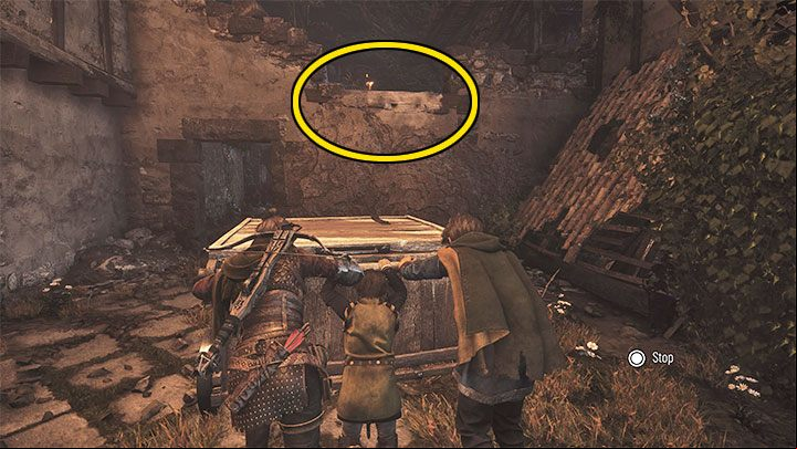 The cart can be pushed to two different places and first, you must reach the optional higher shelf shown in the included image with it - Plague Tale Requiem: Secret Crates - Chapter 13 (Nothing Left) - list, locations - Secret chests - A Plague Tale Requiem Guide, Walkthrough
