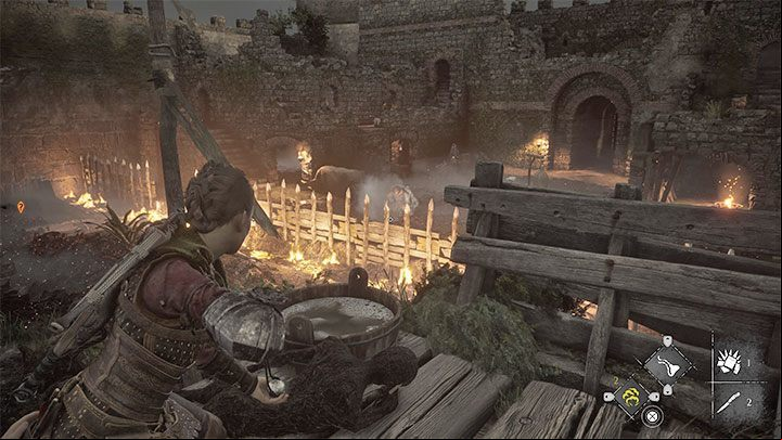 Aside from rats you must now watch out for mercenaries as well - Plague Tale Requiem: Chapter 10, Survive the assault - walkthrough - Chapter 10 - Bloodline - A Plague Tale Requiem Guide, Walkthrough