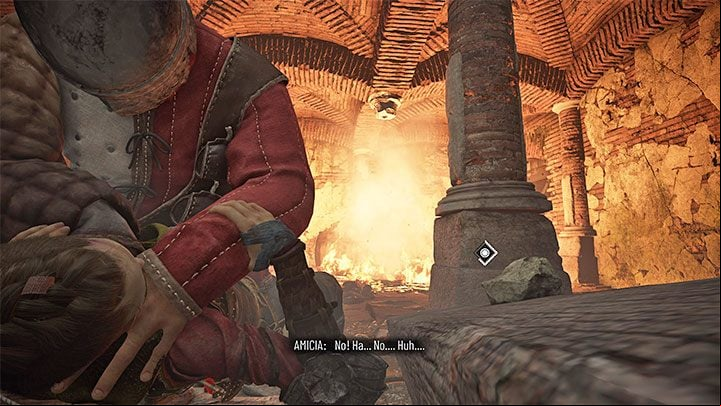 You'll approach the first area inhabited by slavers - Plague Tale Requiem: Chapter 10, Reach the fort - walkthrough - Chapter 10 - Bloodline - A Plague Tale Requiem Guide, Walkthrough