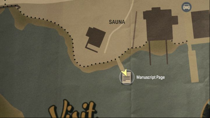 The Manuscript Page is at the end of the small pier in Downtown Watery - Alan Wake 2: All Manuscript Pages - Saga - Return - Saga Anderson - Alan Wake 2 Guide