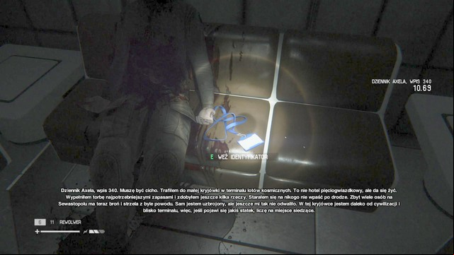 An ID Tag lies next to the body on a bench (to access the room you need the ion torch) - Seegson Communications - Missing persons and Archive Logs - Alien: Isolation - Game Guide and Walkthrough