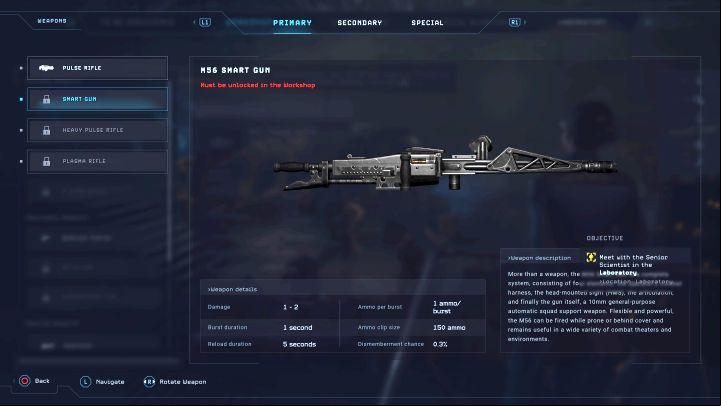M56 Smart Gun is a heavy rifle and one of the iconic weapons from the Alien universe, which debuted in the movie Aliens - Aliens Dark Descent: How to unlock the Smart Gun? - FAQ - Aliens Dark Descent Guide