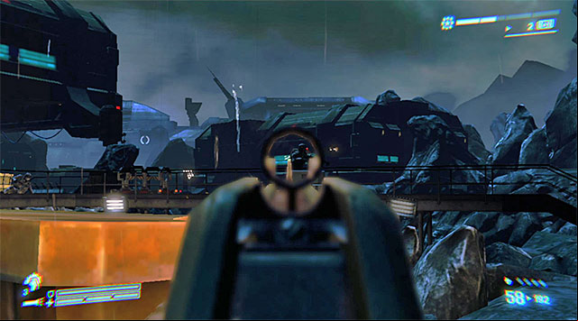 As soon as you enter the wider area, find some good covers and start firing at mercenaries and aliens alike - Destroy the AA guns (2 of 3) - Mission 10: Derelict Reclaimed - Aliens: Colonial Marines - Game Guide and Walkthrough