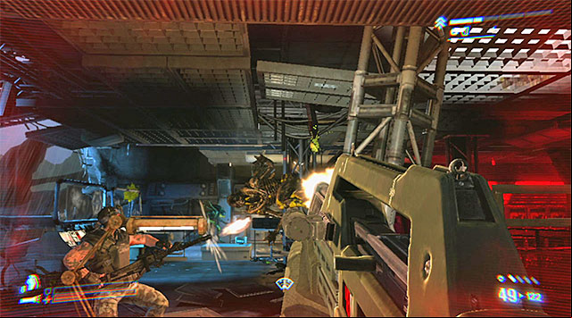 My recommendation now is to place yourself at the console that Bishop is using; this way you'll have a narrow ageway separating you from the aliens - Deploy the Sentry Turret to Defend Operations - Mission 4: No Hope in Hadleys - Aliens: Colonial Marines - Game Guide and Walkthrough