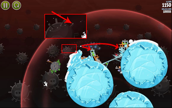 Launching the second bird isn't so easy - Level 3-25 - Danger Zone - Angry Birds Space - Game Guide and Walkthrough