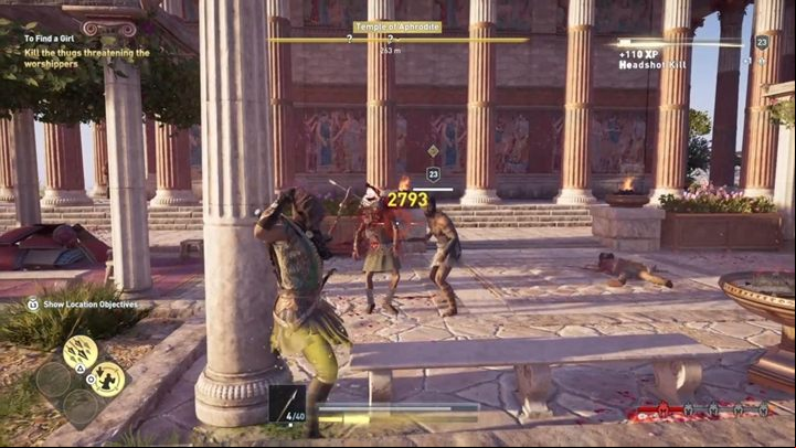 Kill the bandits threatening the worshippers - after that you have to speak with the people you saved - AC Odyssey: Land of the Lawless - Main Storyline - Assassins Creed Odyssey Guide