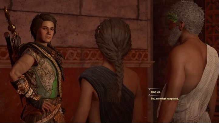 Its time to interrogate Mydon, a silent priest - AC Odyssey: A Prescription for Discovery - Main Storyline - Assassins Creed Odyssey Guide