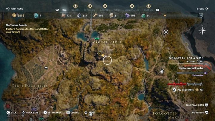 After some time, the man is thankful and he tells you where he has hidden valuable items - AC Odyssey: Abantis Islands, Side Quests - Side Quests - Assassins Creed Odyssey Guide