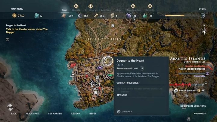 Quest starting location: Automatically activated - AC Odyssey: Abantis Islands, Side Quests - Side Quests - Assassins Creed Odyssey Guide