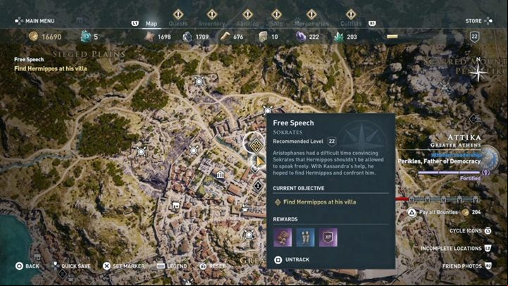 This quest starts: After you complete Alkibiadess quests and talk to Aristophanes - AC Odyssey: Attika, Side Quests - Side Quests - Assassins Creed Odyssey Guide