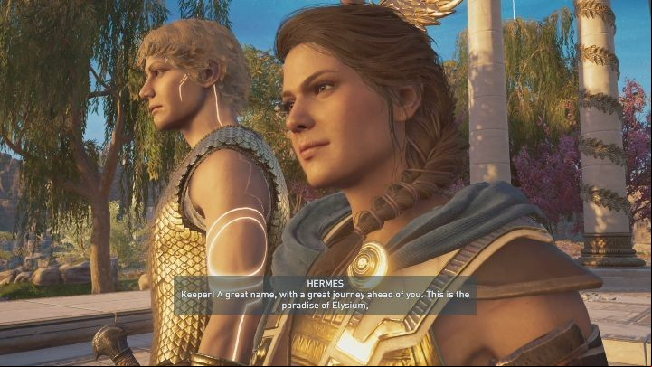 During the battle, youll be ed by Hermes - AC Odyssey Fate of Atlantis: Welcome to Elysium - Episode 1 - Fields of Elysium - Assassins Creed Odyssey Guide