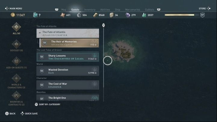 The Heir of Memories consists of 3 quests - AC Odyssey Fate of Atlantis: The Heir of Memories - Prologue - Assassins Creed Odyssey Guide