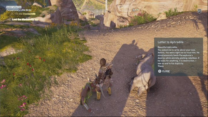 During the conversation with Adonis, you must choose whom you will kill - the blacksmith or the messenger - AC Odyssey Fate of Atlantis: Dominance is Bliss - Episode 1 - Fields of Elysium - Assassins Creed Odyssey Guide
