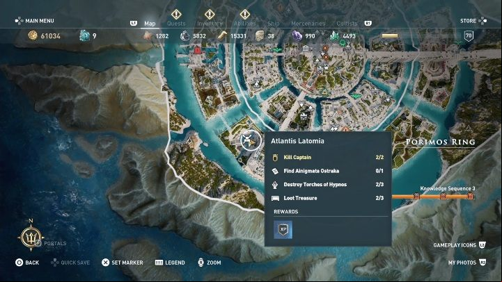 In the western part of Porimos Ring location you can find Ainigmata Ostraka - AC Odyssey Fate of Atlantis: Episode 3, Judgment of Atlantis - Ainigmata Ostrakas - Ainigmata Ostraka - Assassins Creed Odyssey Guide