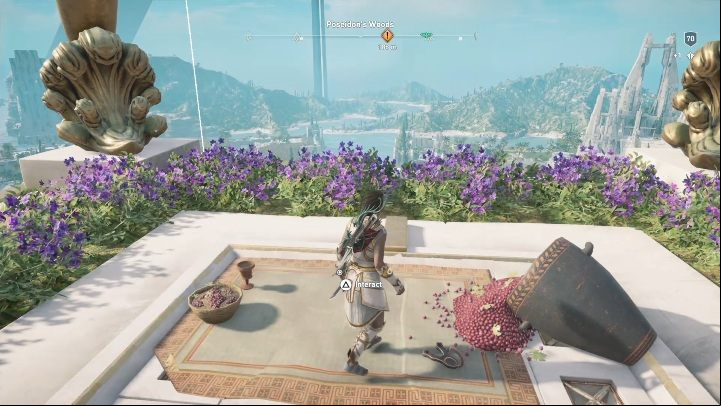 Ainigmata Ostraka Riddle Solution: The solution to the puzzle can be found at the top of one of the buildings located in the Royal Mountain of Poseidon - AC Odyssey Fate of Atlantis: Episode 3, Judgment of Atlantis - Ainigmata Ostrakas - Ainigmata Ostraka - Assassins Creed Odyssey Guide