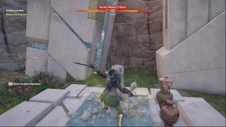 The next Marble Maiden Tribute is found north from Dead Heroes Haven - AC Odyssey Fate of Atlantis: Pheraias Retreat, Marble Maiden Tribute - Marble Maiden Tribute - Assassins Creed Odyssey Guide