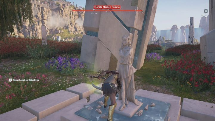 The next tribute is found east from Heart of Elysium - AC Odyssey Fate of Atlantis: Pheraias Retreat, Marble Maiden Tribute - Marble Maiden Tribute - Assassins Creed Odyssey Guide