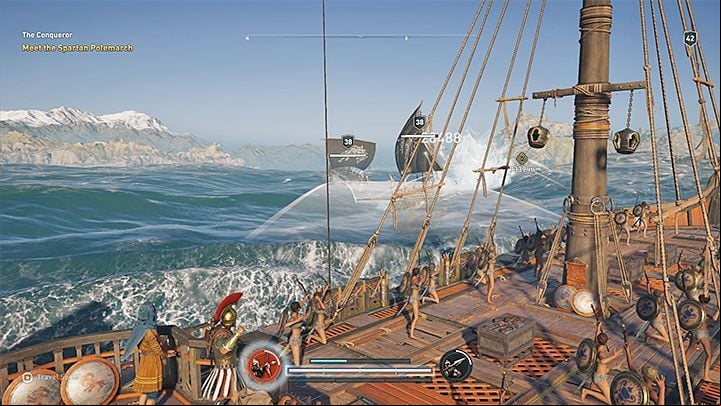 Pirate ships start fighting as soon as the heros ship is within their range - AC Odyssey: How to recognize other ships on the sea? - FAQ - Assassins Creed Odyssey Guide