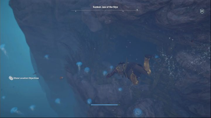 To get access to the inside of this area, you need to dive and swim up to a cave - AC Odyssey Fate of Atlantis: Sunken Jaw of the Styx, Perception of Hermes - Perception of Hermes - Assassins Creed Odyssey Guide