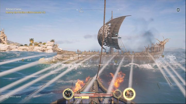 Your goal is to sink four ships that are trying to raid Samos - Every Story Has An Ending - Side Quests in Assassins Creed Odyssey - Free DLC Side Quests - Assassins Creed Odyssey Guide