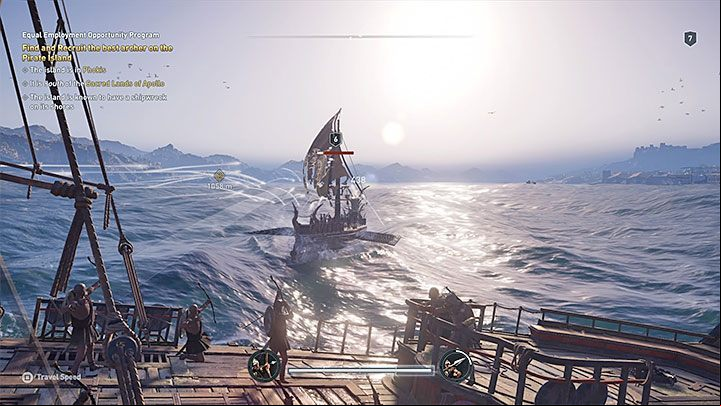 Before you approach another ship, you can make a quick reconnaissance with Ikaros - AC Odyssey: Sailing, ship management - Tips - Assassins Creed Odyssey Guide