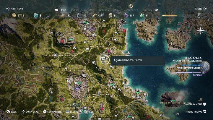 Tomb location: Argolis, the northern part of the location - AC Odyssey: Tombs in Argolis - Tombs - Assassins Creed Odyssey Guide