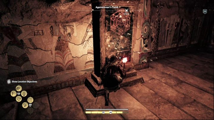 Continue to reach a room with a board - AC Odyssey: Tombs in Argolis - Tombs - Assassins Creed Odyssey Guide