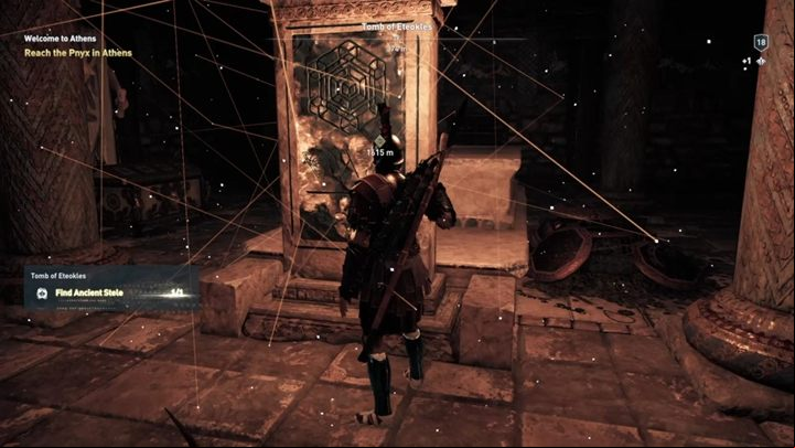 Open the chest and discover the Ancient Stela - AC Odyssey: Tombs in Attika - Tombs - Assassins Creed Odyssey Guide