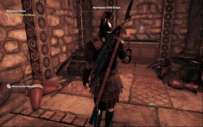 Return to the corridor and run to the other side - you will reach a chamber with three cracks - AC Odyssey: Tombs in Attika - Tombs - Assassins Creed Odyssey Guide