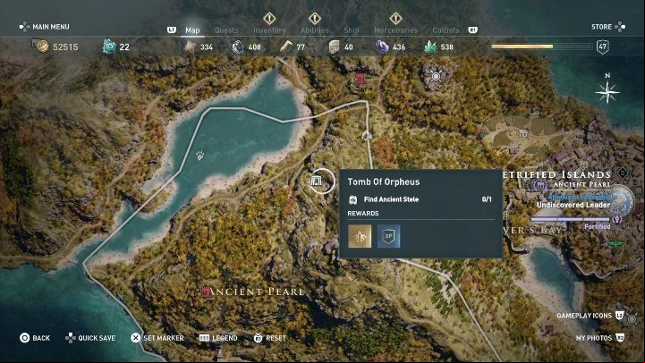 Location of the tomb: Central part of Lesbos - AC Odyssey: Tombs in Petrified Islands - Tombs - Assassins Creed Odyssey Guide
