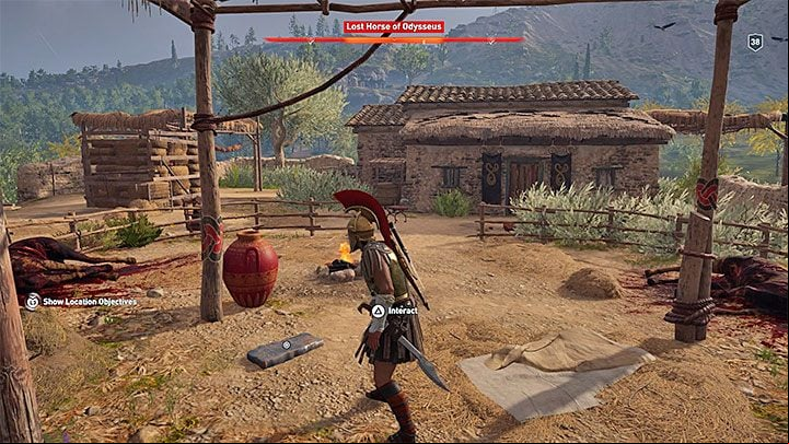 The location of the Enigmatic Ostraka: Go to the Lost Horse of Odysseus in the south-western region of Arcadia - AC Odyssey: Ainigmata Ostraka in Arcadia - Ainigmata Ostraka - Assassins Creed Odyssey Guide