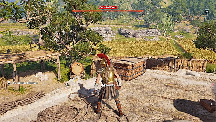 The location of the Enigmatic Ostraka: Visit the Deserted Farm in the northern part of Arcadia - AC Odyssey: Ainigmata Ostraka in Arcadia - Ainigmata Ostraka - Assassins Creed Odyssey Guide