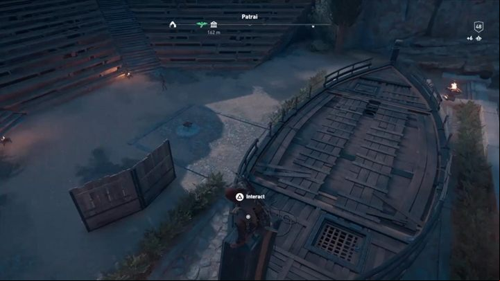 Puzzle solution: Get on the boat - check the map above to learn the boats location - AC Odyssey: Ainigmata Ostraka in Achaia - Ainigmata Ostraka - Assassins Creed Odyssey Guide