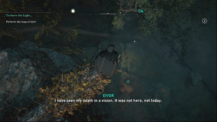 Hytham will lead you to the place where you can perform a Leap of Faith - Assassins Creed Valhalla: To Serve the Light - Ravensthorpe - Assassins Creed Valhalla Guide and Walkthrough