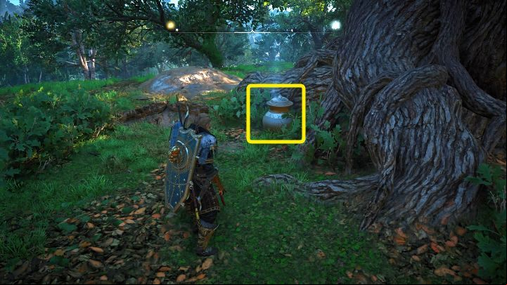 Go around the tree and examine the urn and you will find some silver inside - Assassins Creed Valhalla: The Pardoners Tale - Cent - Assassins Creed Valhalla Guide and Walkthrough
