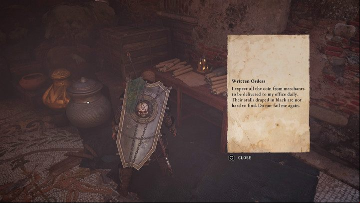 In the main storeroom, you will find many requisitioned, highly valuable items, as well as a note stating that all of the money coming from the merchants is to be delivered to the exchange office daily - Assassins Creed Valhalla: Pricking The Needle - Jorvik - Assassins Creed Valhalla Guide and Walkthrough
