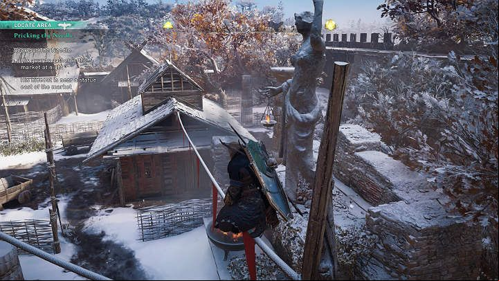 The entrance to Needle's hideout is through the building shown in the image above - Assassins Creed Valhalla: Pricking The Needle - Jorvik - Assassins Creed Valhalla Guide and Walkthrough