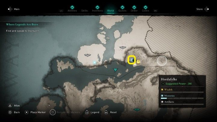 In the place marked on the image above, you will meet a woman, a raid-loving wife, who needs some additional excitement along with her husband - Assassins Creed Valhalla: The Rekindling - Hordafylke - Assassins Creed Valhalla Guide and Walkthrough