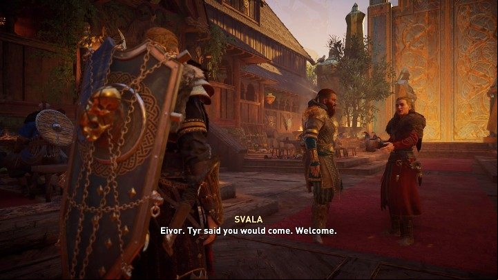 Sigurd finally realizes that his visions were actually the memories of Tyr, one of the Norse gods, and leads Eivor to the temple of Goinnhellir (Yggdrasil Chamber) - Assassins Creed Valhalla: Good Ending - Endings - Assassins Creed Valhalla Guide and Walkthrough