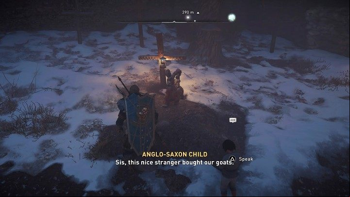 Your child will lead you to her sister's grave and tell you that they used to make goats together, but last winter her sister died - Assassins Creed Valhalla: Warmth of Winter - Jorvik - Assassins Creed Valhalla Guide and Walkthrough