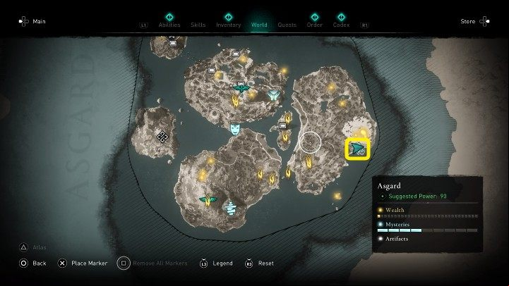In the place marked on the image above, you will meet a cow named Audumbla, locked in small stone ruins - Assassins Creed Valhalla: The Milk of Humankind - Asgard - Assassins Creed Valhalla Guide and Walkthrough