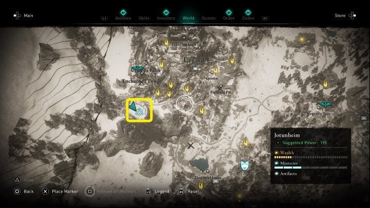 In the place marked on the image above, you will meet two powerful Jotun twins: Kala and Vindr - Assassins Creed Valhalla: The Giants of Fimbulwinter - Jotunheim - Assassins Creed Valhalla Guide and Walkthrough
