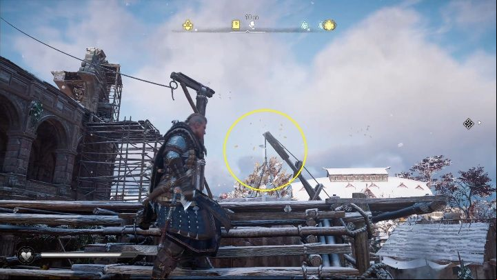 Start: The paper is located on wooden cranes holding cargo - Assassins Creed Valhalla: Flying Paper - Jorvik secrets, locations - Jorvik - Assassins Creed Valhalla Guide and Walkthrough