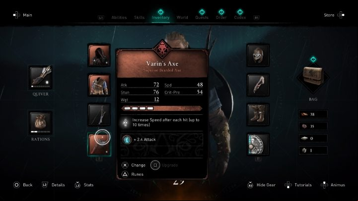 Finally, it is worth mentioning the unique features of some weapons - you can check them by hovering the cursor over the weapon in your inventory - Assassins Creed Valhalla: Inventory guide - Basics - Assassins Creed Valhalla Guide and Walkthrough