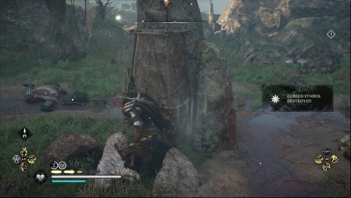 Location of the totem: to get to the totem, you have to drag the stones to destroy the symbol - Assassins Creed Valhalla: Cursed Symbol - Hamtunscire secrets, locations - Hamtunscire - Assassins Creed Valhalla Guide and Walkthrough