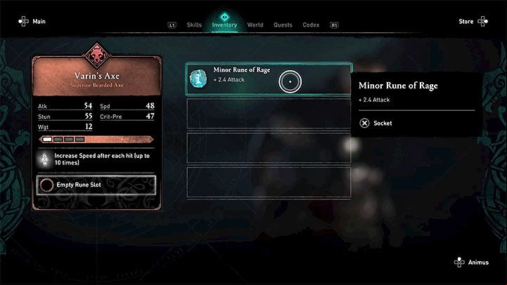 Runes are divided into those that can be placed in armor sockets and those that can only be placed in weapons - Assassins Creed Valhalla: How to equip runes? - Eivor - Assassins Creed Valhalla Guide and Walkthrough