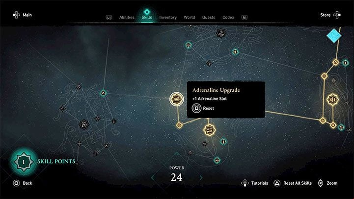 The tree has the main skills and stat bonuses - AC Valhalla: Development, skill trees - Basics - Assassins Creed Valhalla Guide and Walkthrough