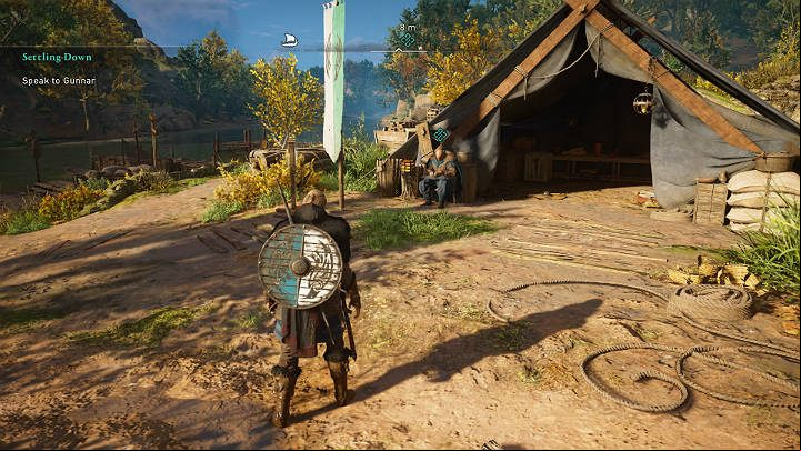 The first thing you have to do is talk to Gunnar - Assassins Creed Valhalla: Settling Down - Ledecestrescire - Assassins Creed Valhalla Guide and Walkthrough