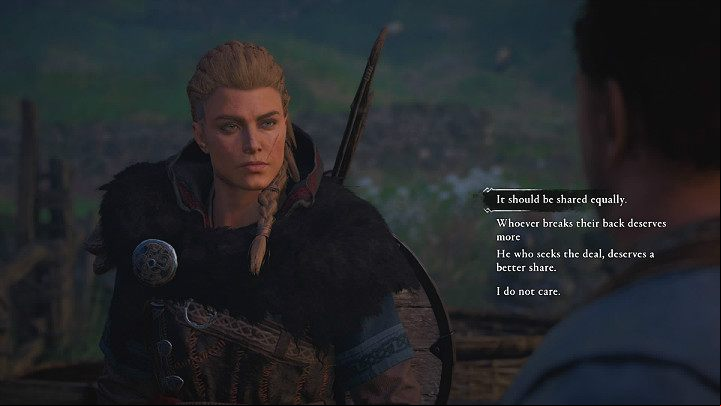 When you the conversation, one of the men will ask you which one of them deserves a greater share of the profits from their business - Assassins Creed Valhalla: The Infinite Noise of Men - Grantebridgescire - Assassins Creed Valhalla Guide and Walkthrough